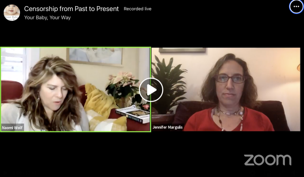 Naomi Wolf joined Jennifer Margulis, Ph.D., to discuss fighting censorship on Facebook Live | Jennifer Margulis